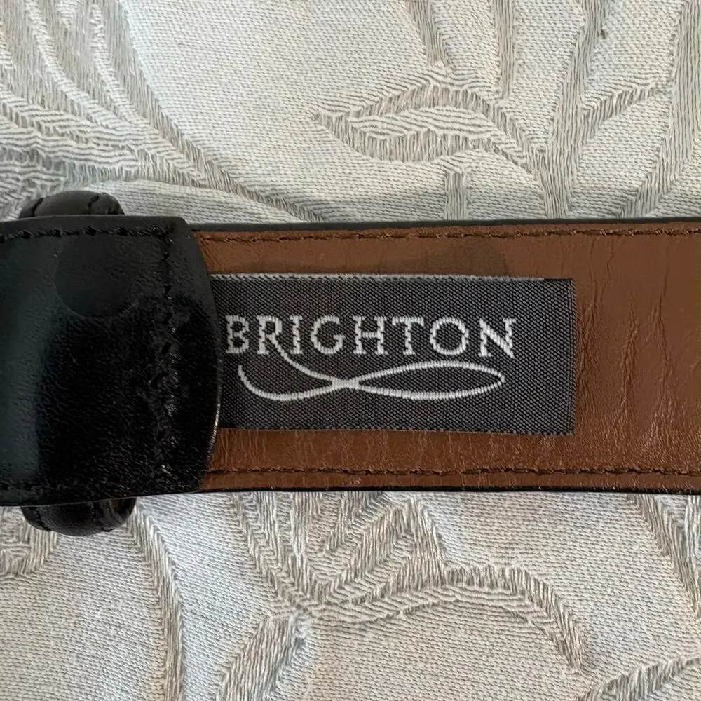BRIGHTON Black Leather Belt E6703 Women's Sz 36 Western Southern Country Cowgirl
